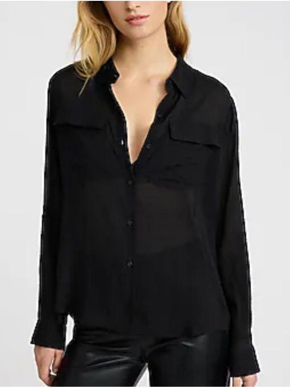 Express The Portofino Limited Edition Sheer Button-Down Blouse